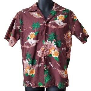 Vintage 70s Hawaiian shirt brown men's medium